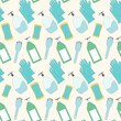 © Aleks - Cleaning seamless pattern. Tools for clean your room repeat background. Cleanup service. Vector line art flat illustration.