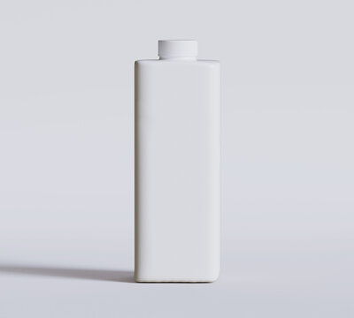 White plastic or carton pack template for beverage juice, milk Packaging. 3D illustration