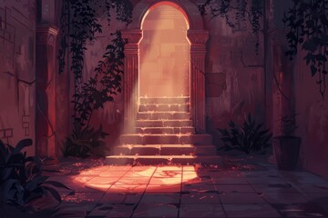 Wall Mural - Mystical Stone Archway with Sunlight