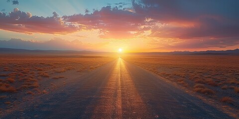 Wall Mural - Sunset Road into the Desert