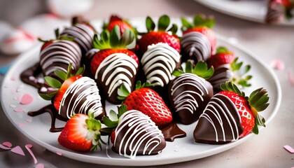 Wall Mural - Gourmet Chocolate Covered Strawberries for Valentine's Day
