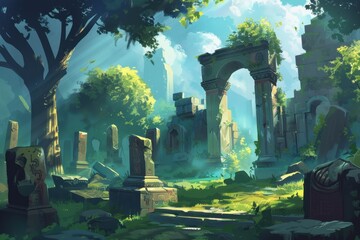 Canvas Print - Forgotten Ruins in a Verdant Forest