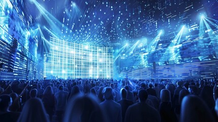 Poster - An outdoor concert or event with highspeed 5G internet access for attendees allowing for seamless streaming social media use and digital ticketing.