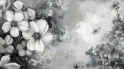 Canvas Print - black and white vintage painting of a floral background