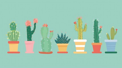 Arrangement of cactus plants with empty space