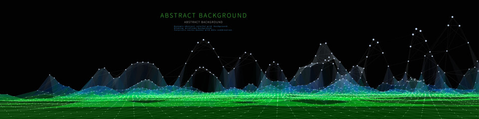 Wall Mural - abstract background color graph wireframe from circles and noisy lines on dark. technology wireframe
