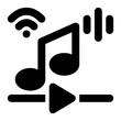 © OrviPixel - music streaming, live streaming, online music, digital music, music media, music, entertainment solid glyph icon