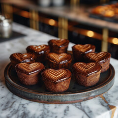 Sticker - heart shaped chocolate cake on a plate