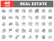 © moreicon - Set of 40 line icons real estate. Outline icon collection. Editable stroke. Vector illustration.