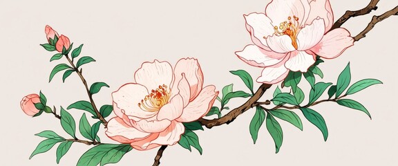 Beautiful flowers in chinese style art.