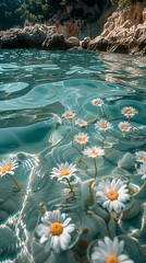 Wall Mural - Wild flowers growing in water