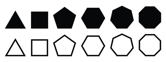 vector evolution of triangular, quadrilateral, pentagonal, hexagonal, hexagonal and octagonal shapes