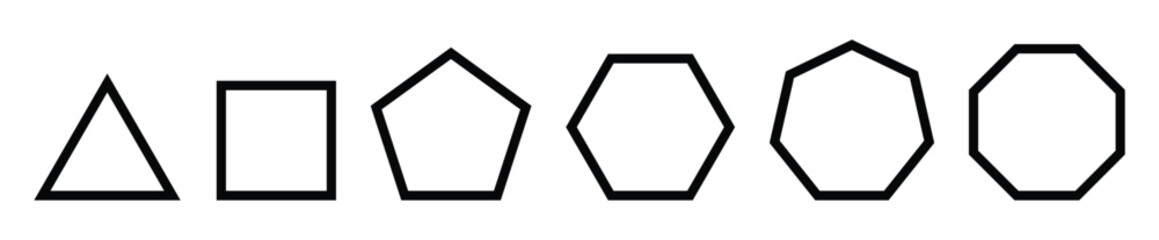 vector evolution of triangular, quadrilateral, pentagonal, hexagonal, hexagonal and octagonal shapes