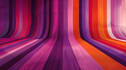 Wall Mural - Abstract Curved Stripes in Vibrant Hues of Purple, Pink, and Orange