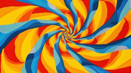 Wall Mural - Colorful Abstract Spiral Pattern With Yellow, Blue, And Red Hues