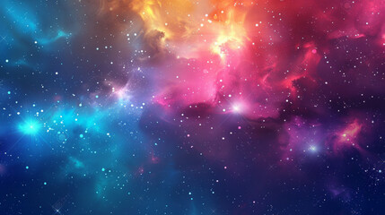 a vibrant cosmic background with colorful galaxies and constellations. colorful nebula with stars an