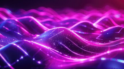 Wall Mural - Blue and purple abstract waves on a dark background,Abstract vector background,Abstract technology glowing wave background,Abstract background, gradient color blue purple

