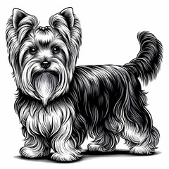 Wall Mural - Bold Line Vector of a Cute Yorkshire Terrier Puppy Face on a Flat White Background