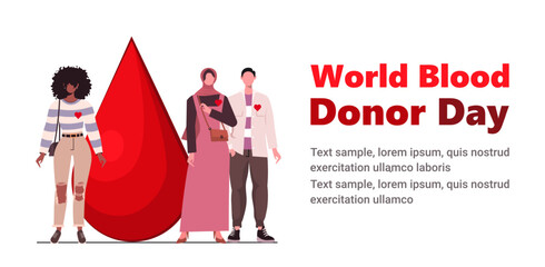 World Blood Donor Day June 14th. Blood donation concept. Blood Drop Sign. Modern concept for website development, social media, template web and mobile application development. 
