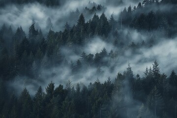 Wall Mural - fog in the mountains