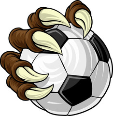 Wall Mural - Soccer Football Ball Claw Cartoon Monster Hand