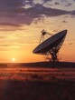 © PSCL RDL - large satellite dish in the field at sunset