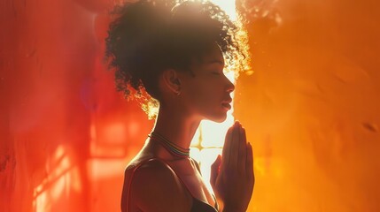 A person in a contemplative prayer posture