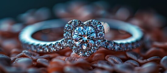  diamond ring in shape of heart