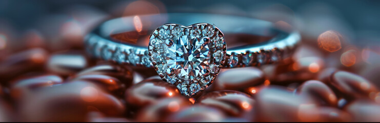  diamond ring in shape of heart