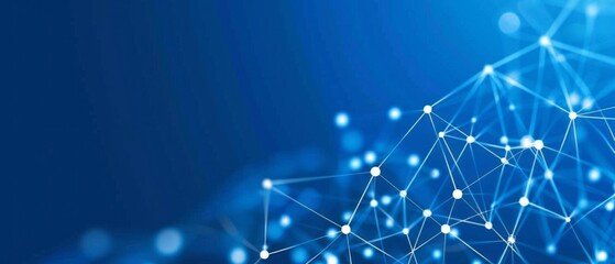 Wall Mural - abstract blue background with white connected dots and lines