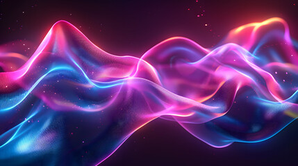 Holographic Neon Fluid Waves Dark Background, abstract background with waves