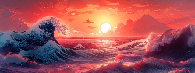 The Great Wave off Kanagawa Sunset