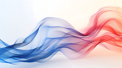 Poster - Modern Abstract Composition of Blue and Gradient Red Curv