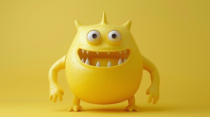 Sticker - A 3D cartoon monster with a toothy grin.