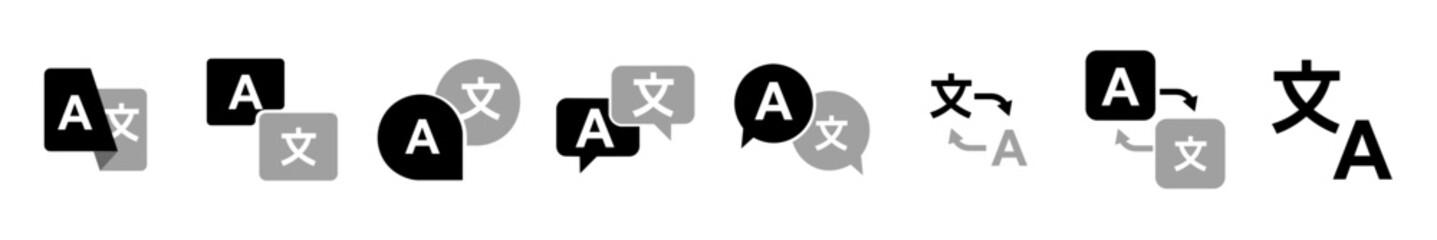 Language translation vector icons. Language translation icon collection. Translate icons. language translation buttons