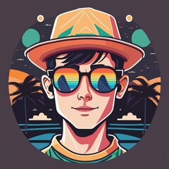 Wall Mural - Colorful Close-up Portrait of Teenager ,for Shirt Design