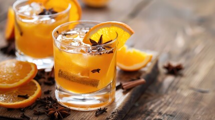 Canvas Print - Spiced Orange Punch with Cinnamon Anise and Cloves Focus on Warm Cocktail Season