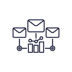 Poster - email marketing metrics line icon on white