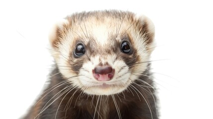 Wall Mural - Ferret isolated against white background