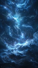 Wall Mural - Mesmerizing Cosmic Lightning Display in Starry Night Sky with Ethereal Grace