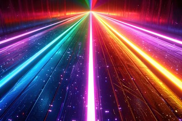 Wall Mural - Vibrant Neon Spectrum of Light and Color in Futuristic 3D Rendered Cinematic Background