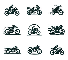 Motorcycle logo design collection set. Motorcycle logo concept template. Speed sport motorcycle logo