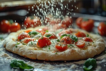 Wall Mural - pizza with tomato and basil