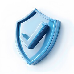 Wall Mural - cartoon 3d Icon safety shield check mark perspective . Blue symbol security safety icon. Checkmark in minimalistic style. 3d vector illustration. white background