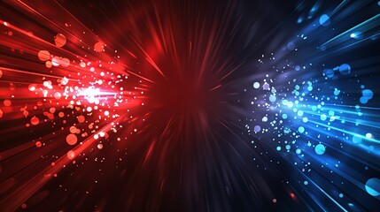 Canvas Print - Abstract Red and Blue Light Streaks with Bokeh