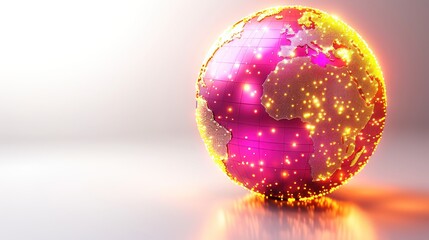 Wall Mural - A digitally rendered globe with glowing details