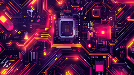 Wall Mural - futuristic illustration computer motherboard central processing unit cpu advanced technology circuit