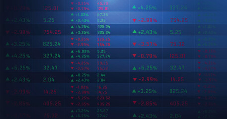 Aufkleber -  Display of stock market numbers. The rise and fall of the stock market on a dark blue background.