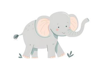 Cute elephant,safari animals.Wild animals of Africa.Simple cartoon flat illustration on transparent background PNG