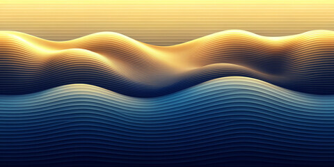 Wall Mural - Waves of blue and brown hues create a soothing, rhythmic pattern reminiscent of rolling sand dunes or gentle ocean waves,with copy space.AI generated.